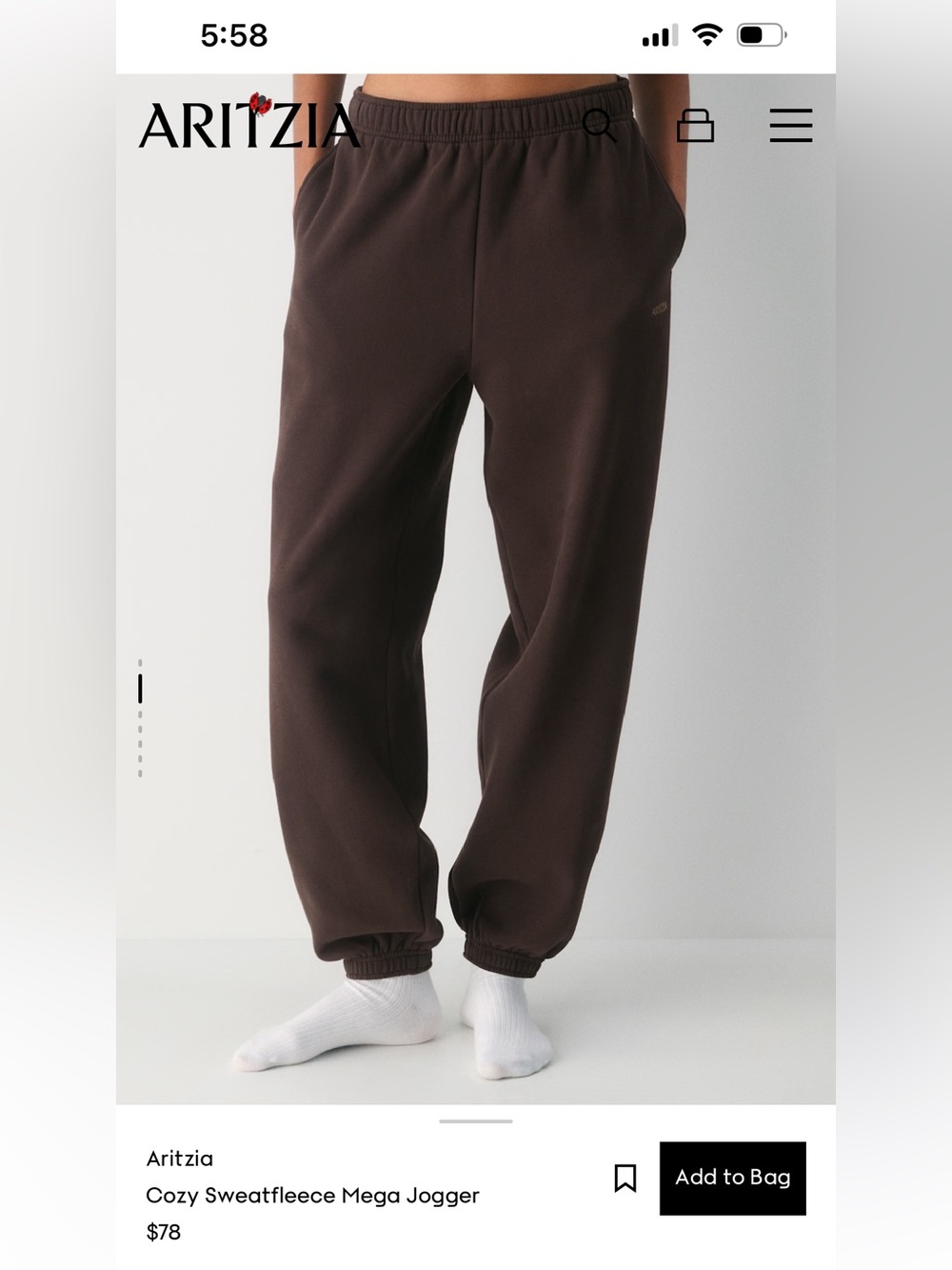 Aritzia Mega Fit Sweatfleece Joggers